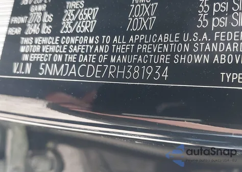 2024 Hyundai Tucson Se из США, поврежденный, VIN 5NMJACDE7RH381934